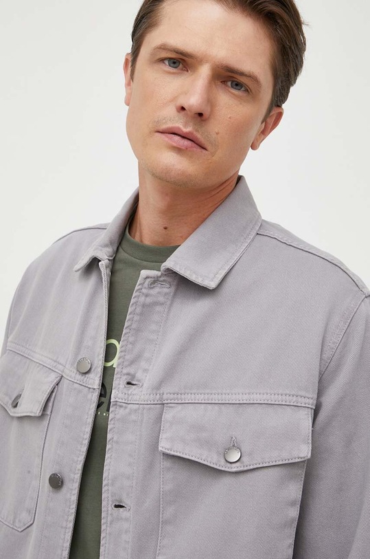 Rifľová košeľa United Colors of Benetton sivá 5UYYUQ02E.16K