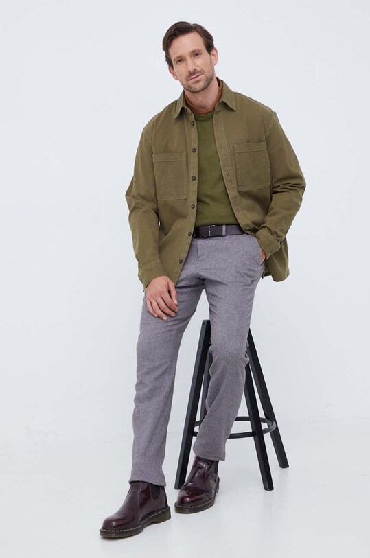 Košeľa United Colors of Benetton 53QFUQ029.913 zelená AW23