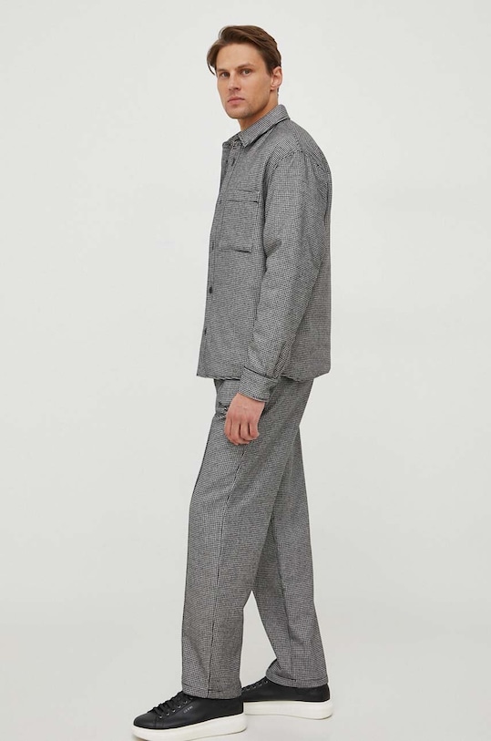 Košulja-jakna s primjesom vune United Colors of Benetton 50DWUQ02R.901 crna AW23