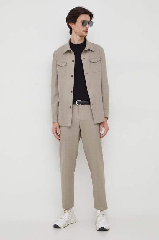 Îmbrăcăminte Michael Kors camasa de lana MK0BL01030 bej