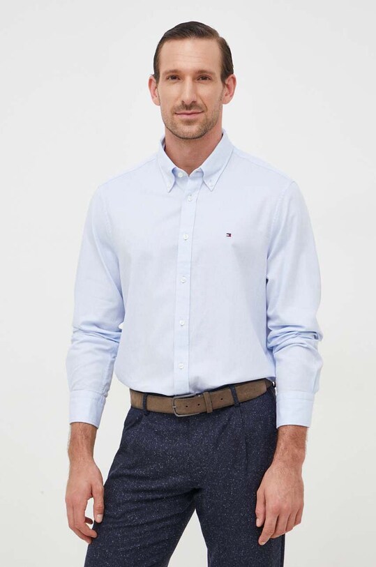 Tommy Hilfiger koszula bawełniana wzorzyste niebieski MW0MW32904