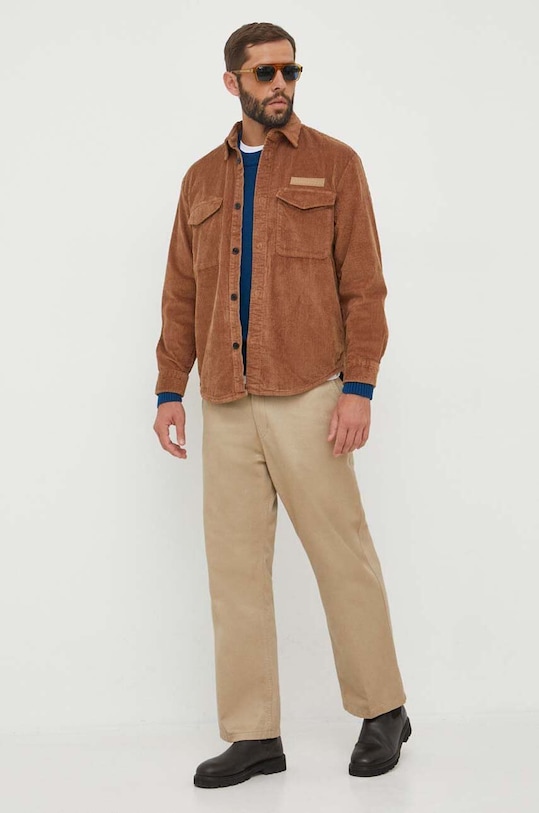 Menčestrová košeľa Tommy Hilfiger MW0MW32903 hnedá AW23