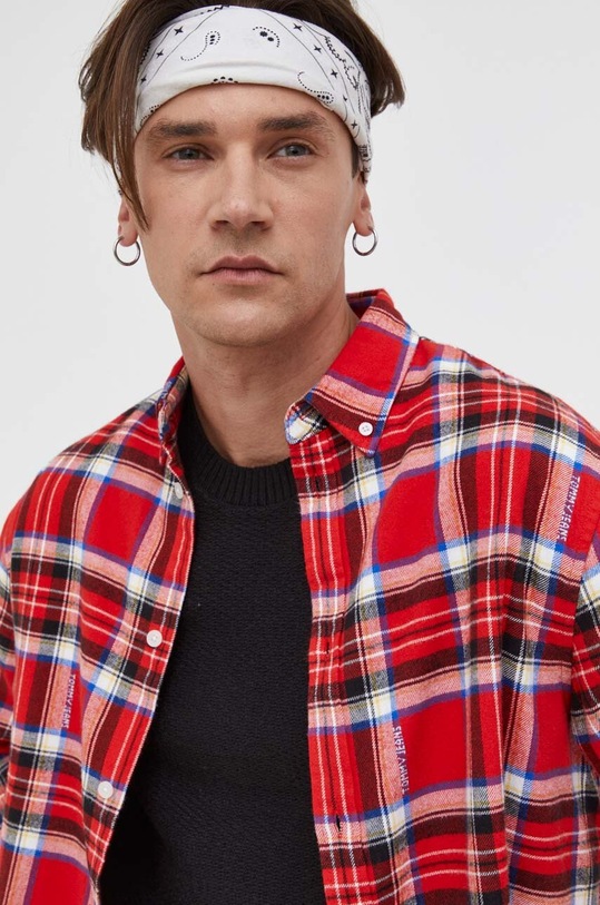 Βαμβακερό πουκάμισο Tommy Jeans DM0DM17245 κόκκινο