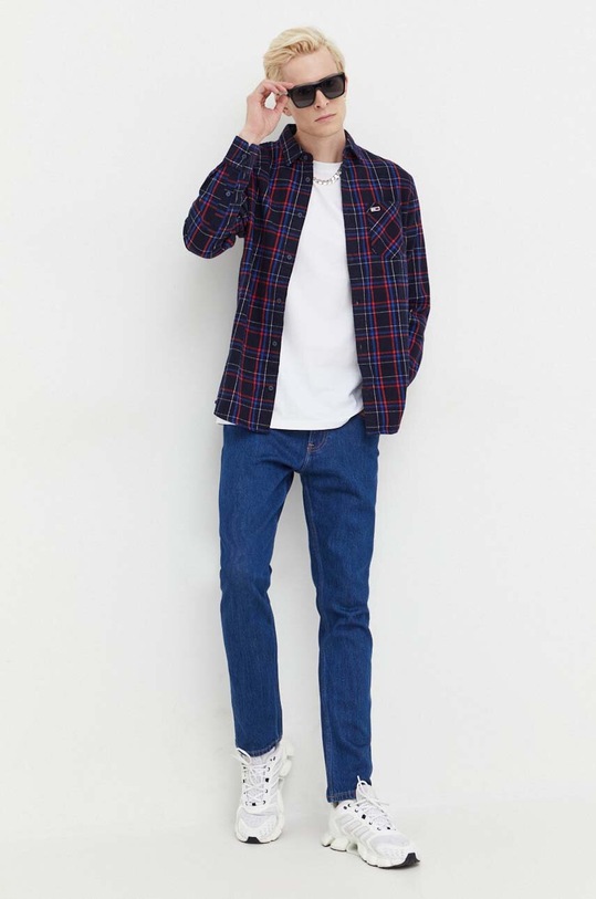 Tommy Jeans koszula bawełniana DM0DM17253 granatowy AW23