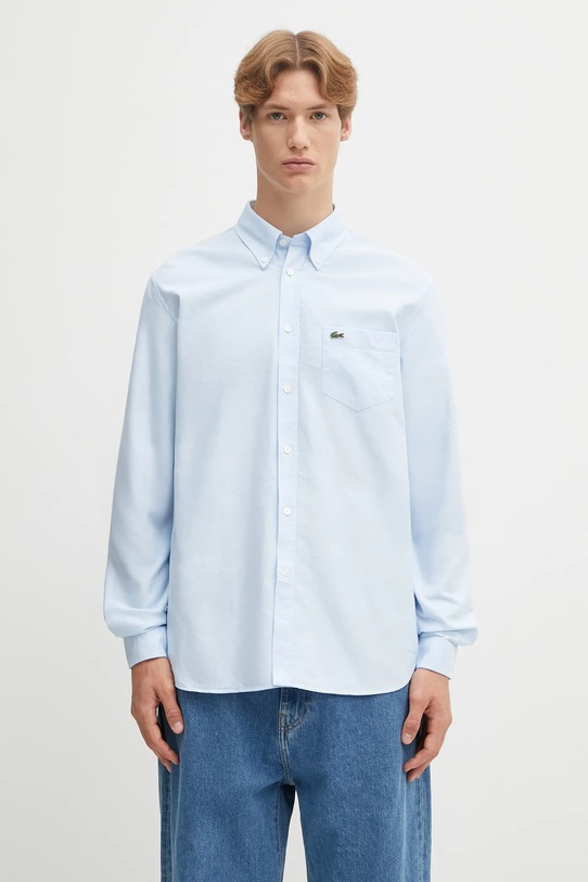 Lacoste koszula bawełniana gładkie niebieski CH1911