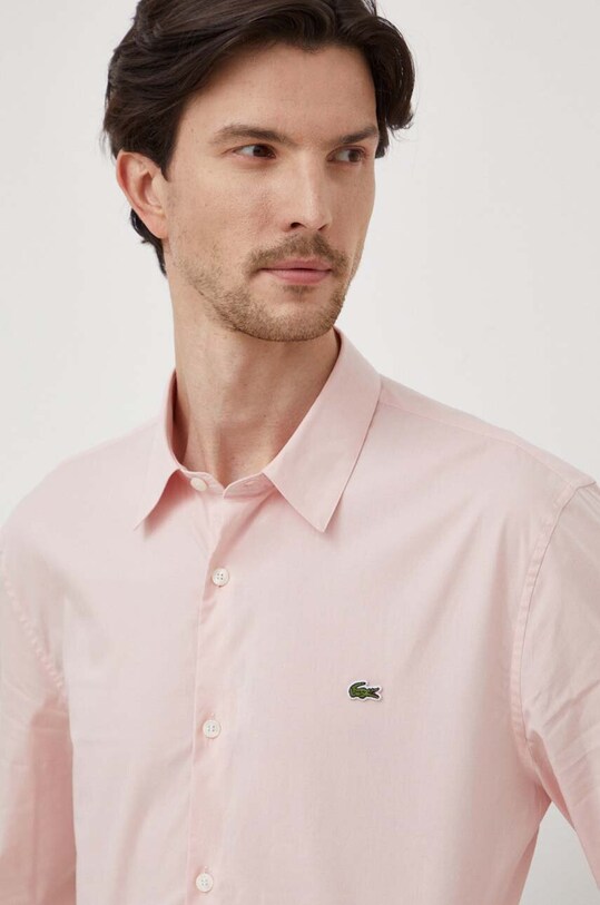 Lacoste koszula bawełniana bawełna różowy CH5620