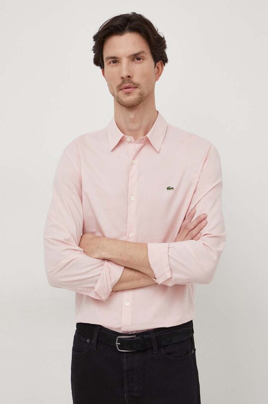 Lacoste koszula bawełniana różowy CH5620