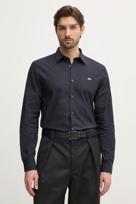 Lacoste koszula bawełniana bawełna granatowy CH5620