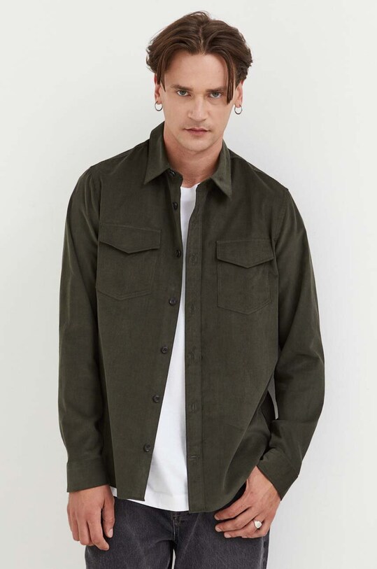 Tiger Of Sweden camasa din bumbac T69203010 verde AW23
