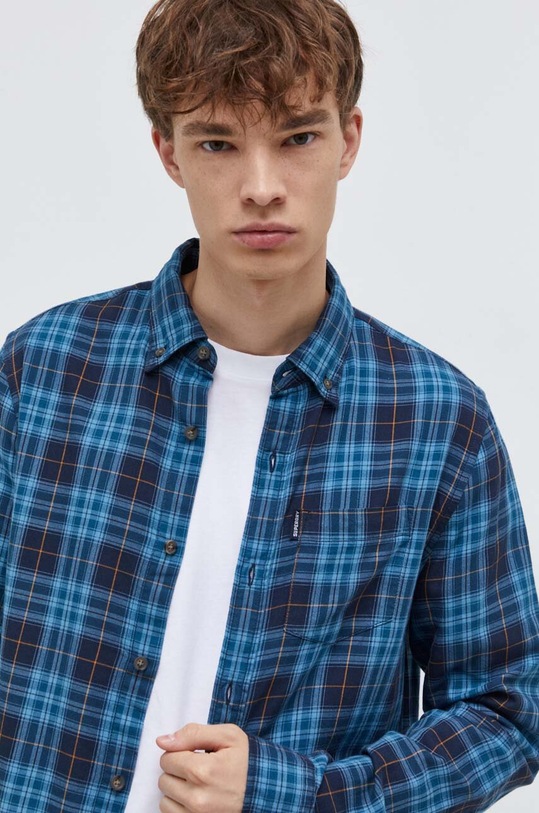 Superdry koszula bawełniana wzorzyste niebieski M4010737A.9YS