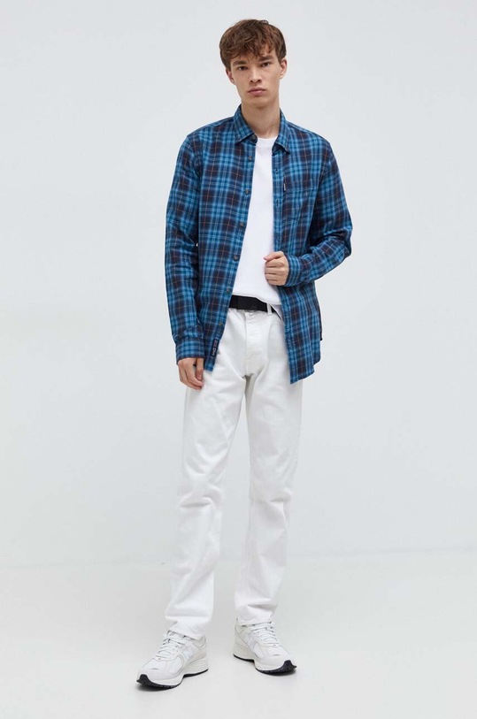 Superdry koszula bawełniana M4010737A.9YS niebieski AW23