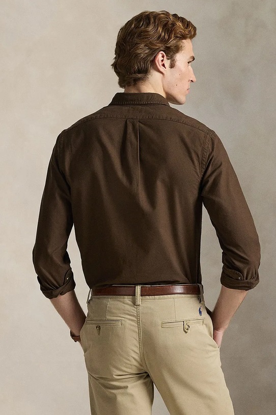 Polo Ralph Lauren koszula bawełniana 710804257 brązowy SS26