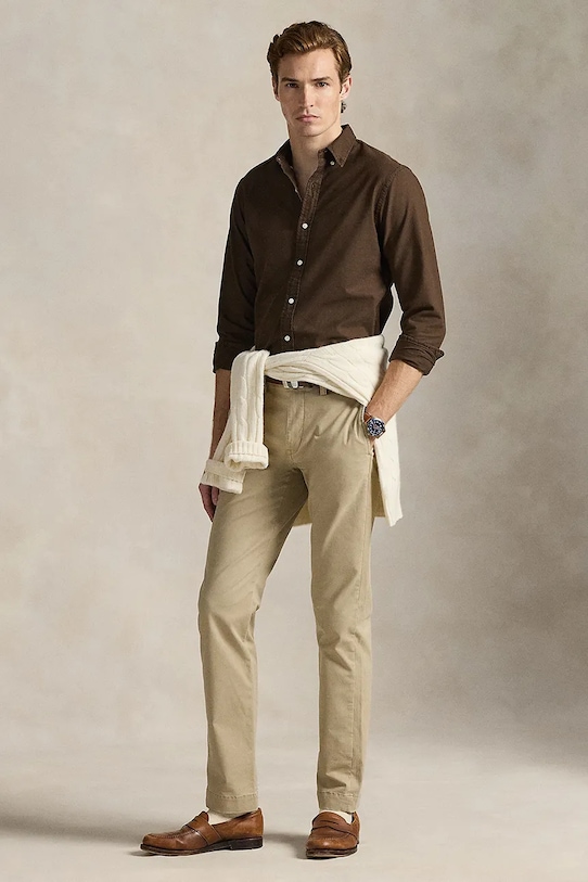 Odzież Polo Ralph Lauren koszula bawełniana 710804257 brązowy
