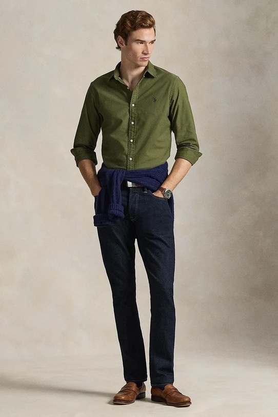 Odzież Polo Ralph Lauren koszula bawełniana 710804257 zielony