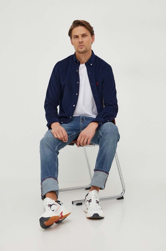 Odzież Polo Ralph Lauren koszula sztruksowa 710818761 granatowy