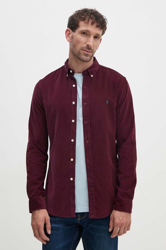 Menčestrová košeľa Polo Ralph Lauren jednofarebný burgundské 710818761