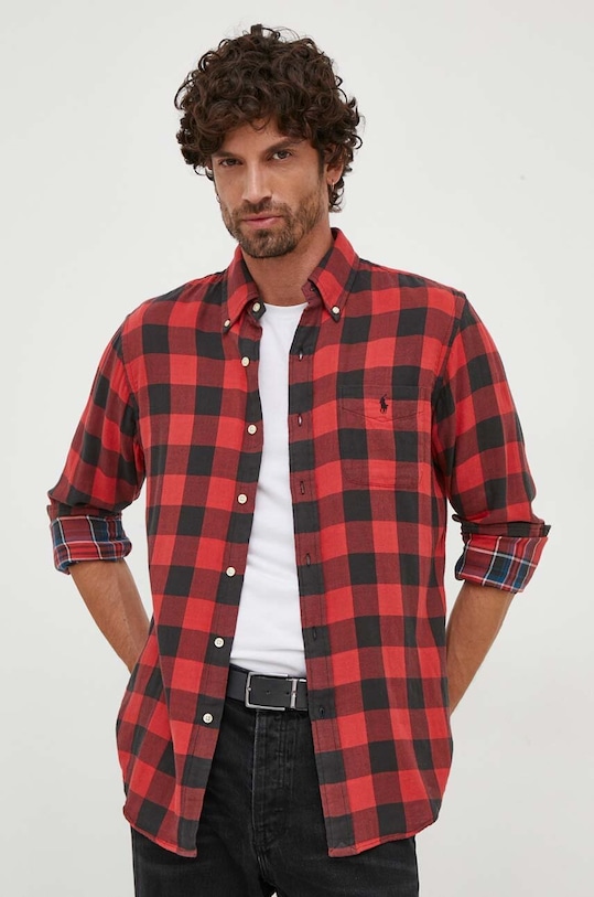 Памучна риза Polo Ralph Lauren стандартна червен 710922250