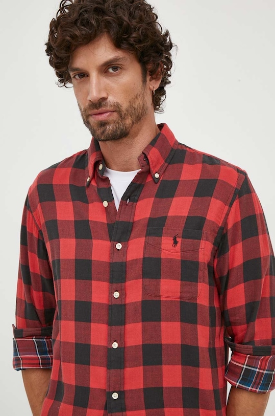 Памучна риза Polo Ralph Lauren 710922250 червен