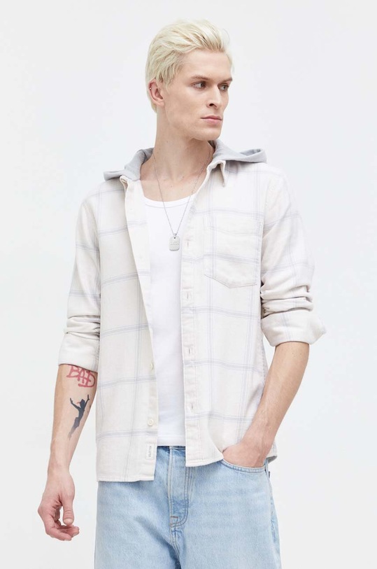 Hollister Co. camasa din bumbac cu modele bej KI325.3121.128