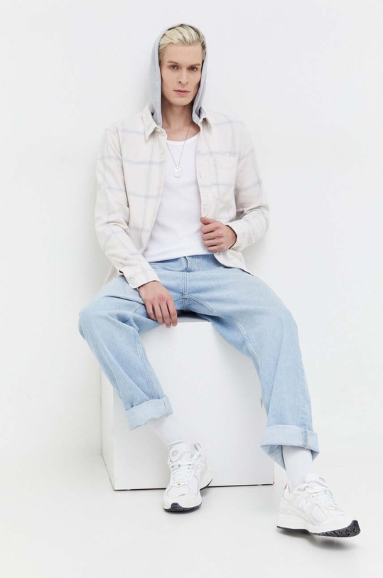 Hollister Co. camasa din bumbac KI325.3121.128 bej AW23