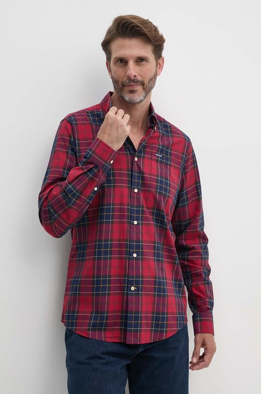 Barbour koszula bawełniana wzorzyste czerwony MSH4982
