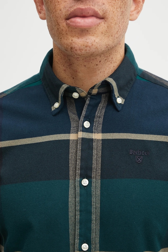 Памучна риза Barbour зелен MSH4994