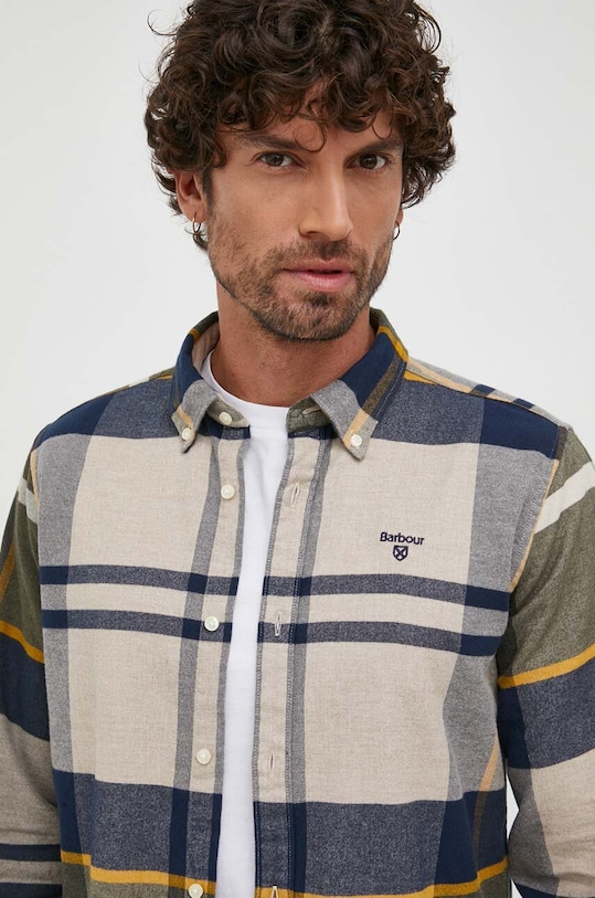 Barbour koszula bawełniana wzorzyste beżowy MSH4994