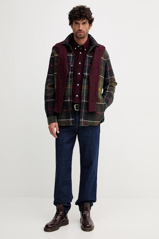 Barbour cămașă din bumbac RAMSEY MSH5001 burgundia AA00