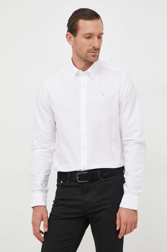 Barbour camasa din bumbac Oxtown lung alb MSH5301