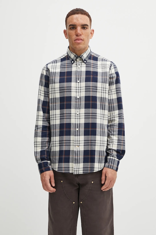 Barbour camicia in cotone Edgar slim blu navy MSH5355