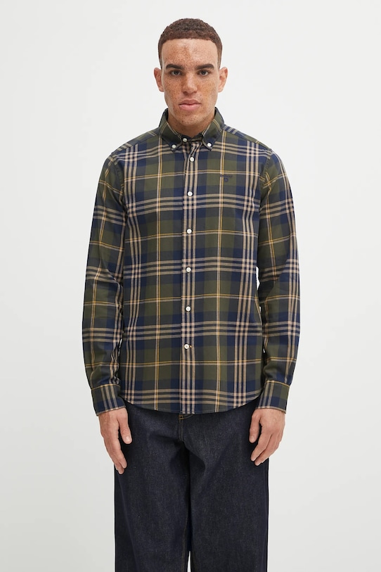 Barbour camicia in cotone Edgar slim verde MSH5355