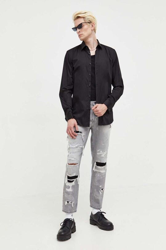 Πουκάμισο HUGO 50500956 μαύρο AW23