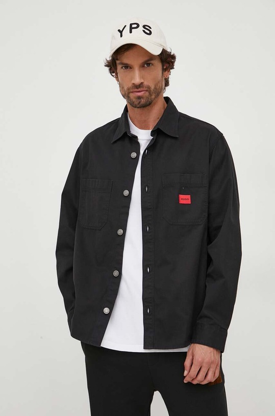 Rifľová košeľa HUGO jednofarebný čierna 50500199