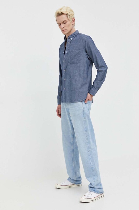 Хлопковая рубашка HUGO 50500237 голубой AW23