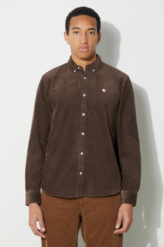 Carhartt WIP camicia in velluto a coste regolare marrone I029958.1R4XX