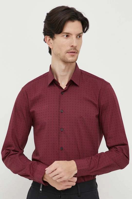 Košile Calvin Klein slim burgundské K10K112091