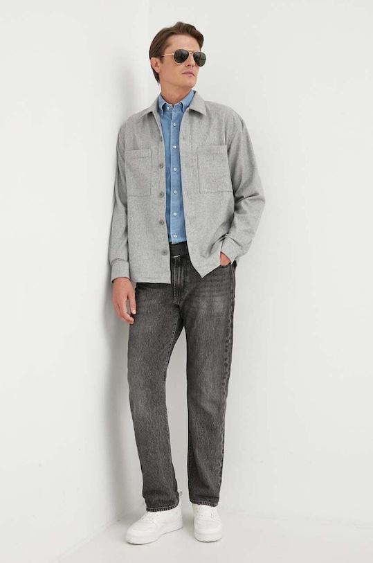 Calvin Klein koszula wełniana K10K111731 szary AW23