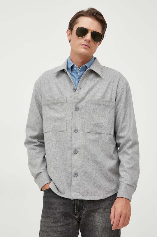 Calvin Klein koszula wełniana szary K10K111731