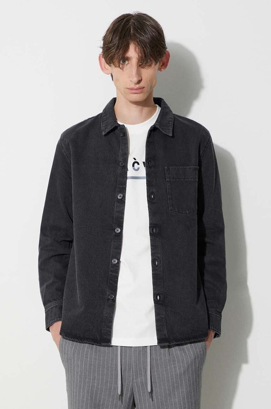 A.P.C. cămașă din denim lung negru COGEX.H02837