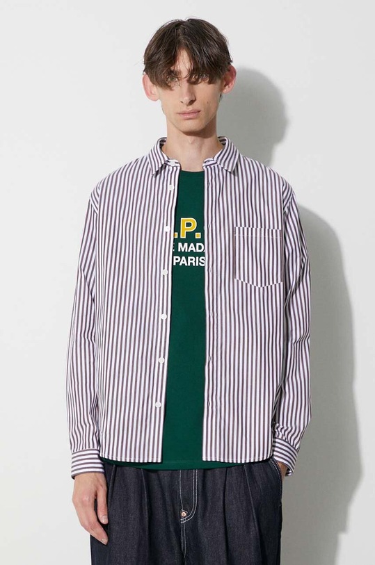 A.P.C. camicia in cotone regolare marrone COGEC.H12512