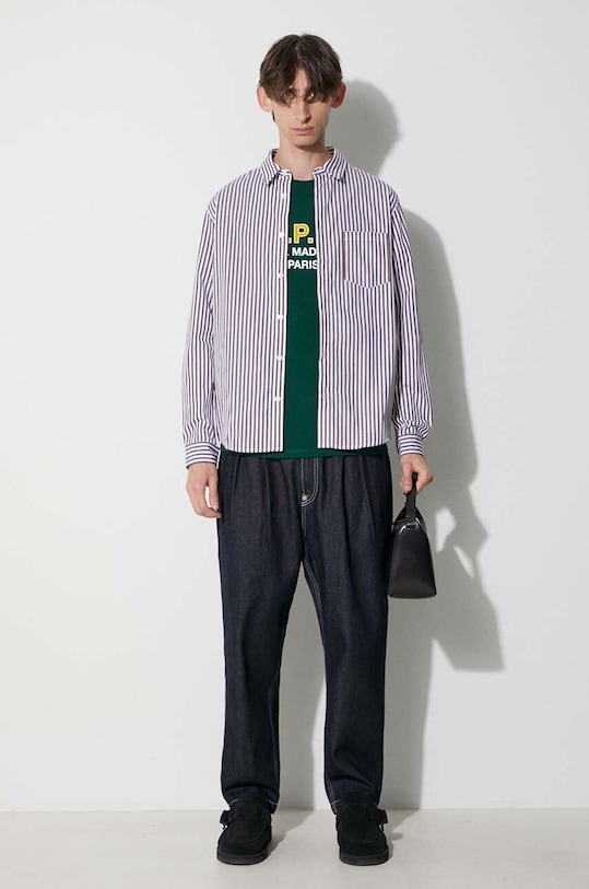 A.P.C. camicia in cotone COGEC.H12512 marrone AW23