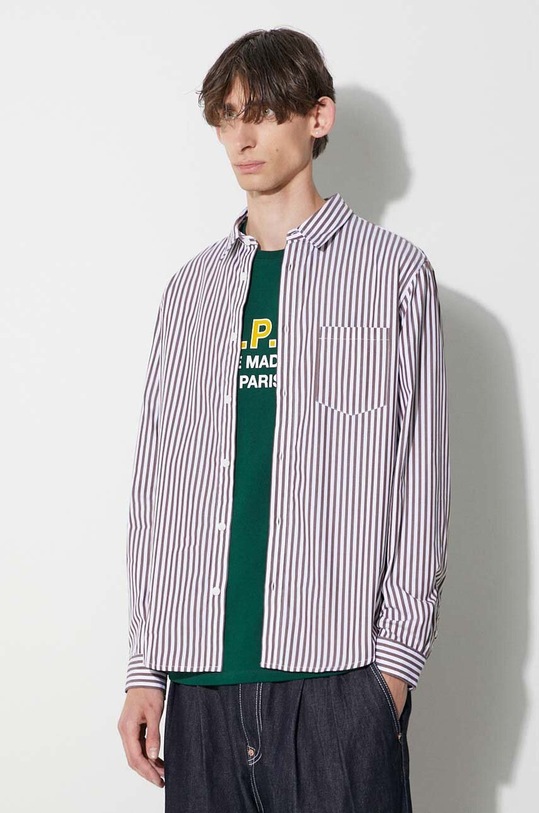 A.P.C. camicia in cotone marrone COGEC.H12512