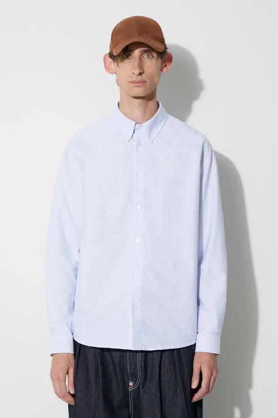 A.P.C. camicia in cotone regolare blu COGUH.H12499