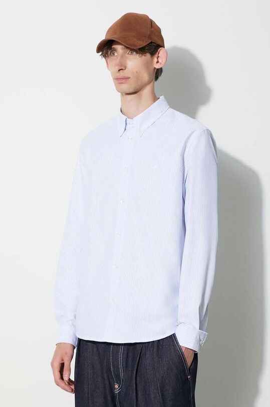 Бавовняна сорочка A.P.C. блакитний COGUH.H12499