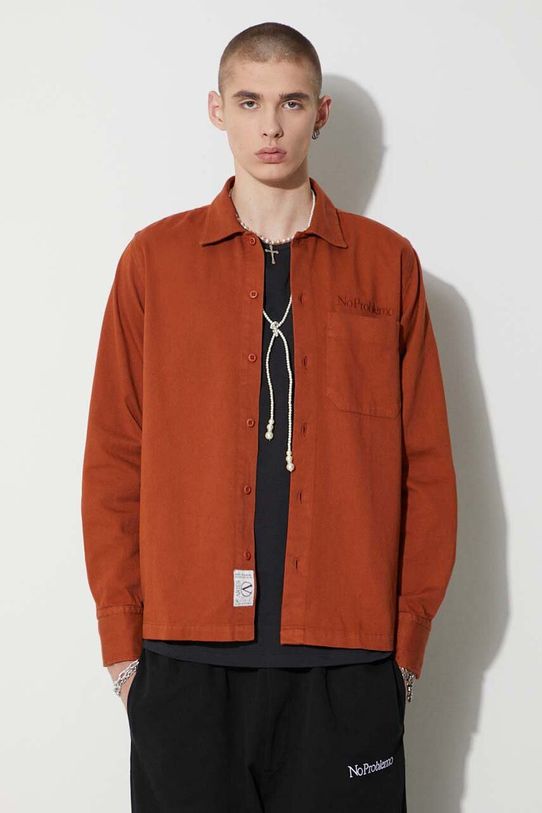 Хлопковая рубашка Aries гладкий коричневый FUAR40115