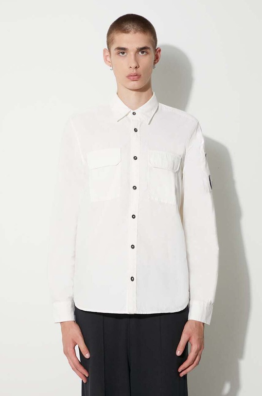 C.P. Company koszula GABARDINE BUTTONED SHIRT bawełna biały 15CMSH157A002824G