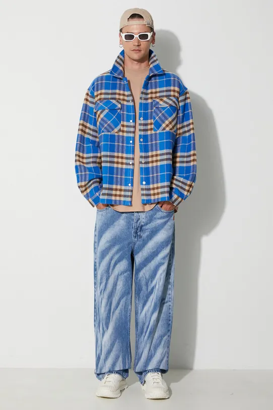 Риза с вълна Represent Intial Print Flannel Shirt ML2005.109 тъмносин AW23