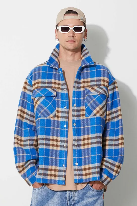 Риза с вълна Represent Intial Print Flannel Shirt тъмносин ML2005.109