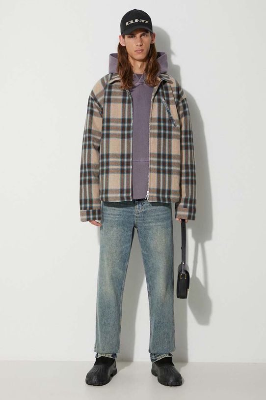 Represent wool jacket Heavy Zip Shirt with lining brown MO2001.73