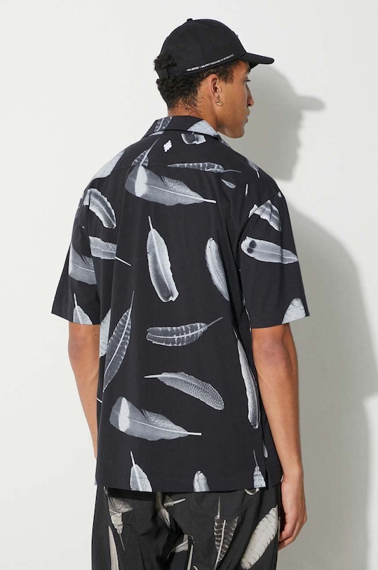 Odzież Marcelo Burlon koszula bawełniana Aop Wind Feather Hawaii CMGG001F23JER0011001 czarny